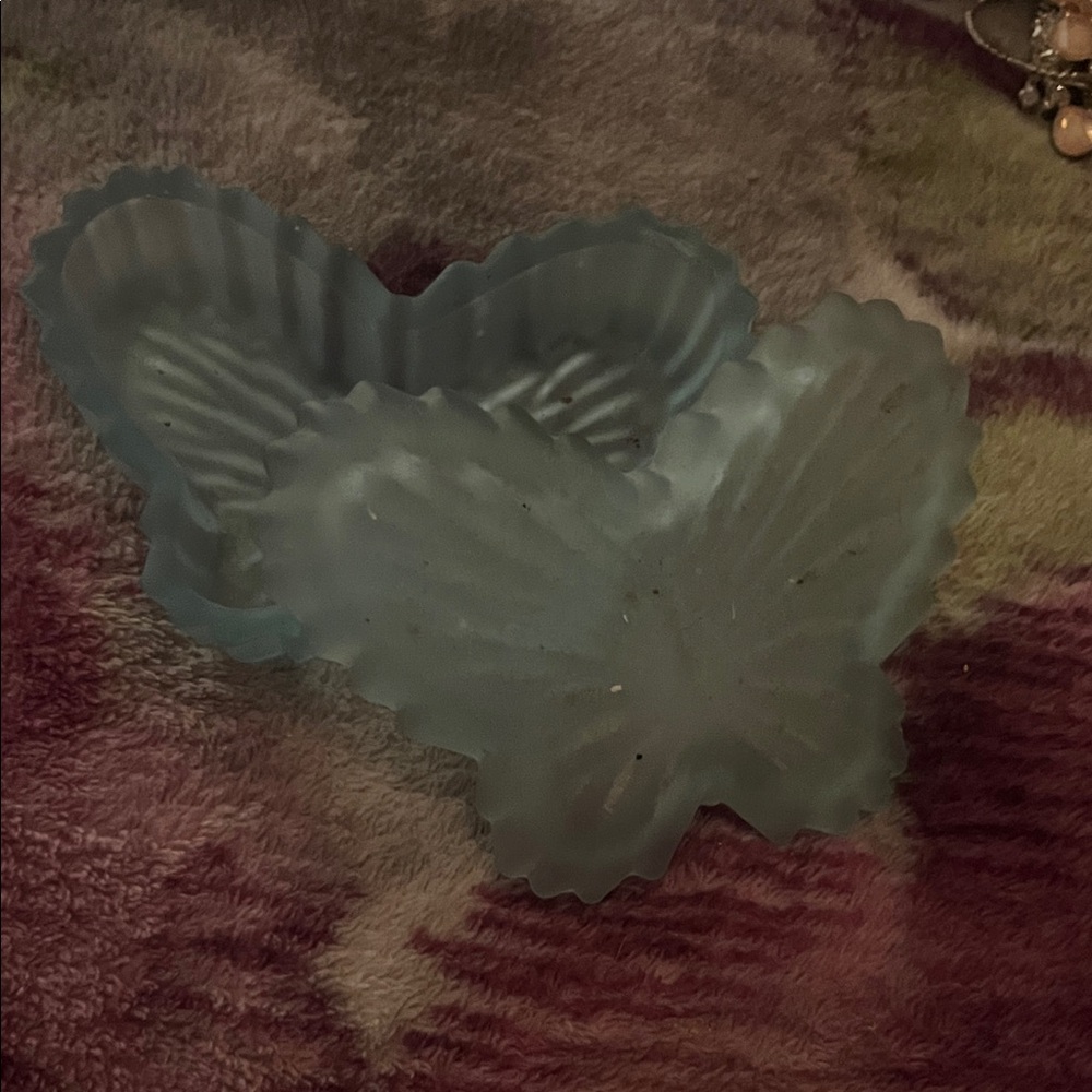 Vintage frosted glass butterfly jar